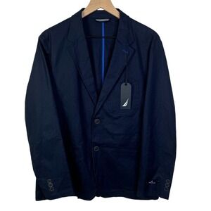 Nautica Men's Navy Linen Blend Blazer Size Medium‎ 2-Button Front Lightweight